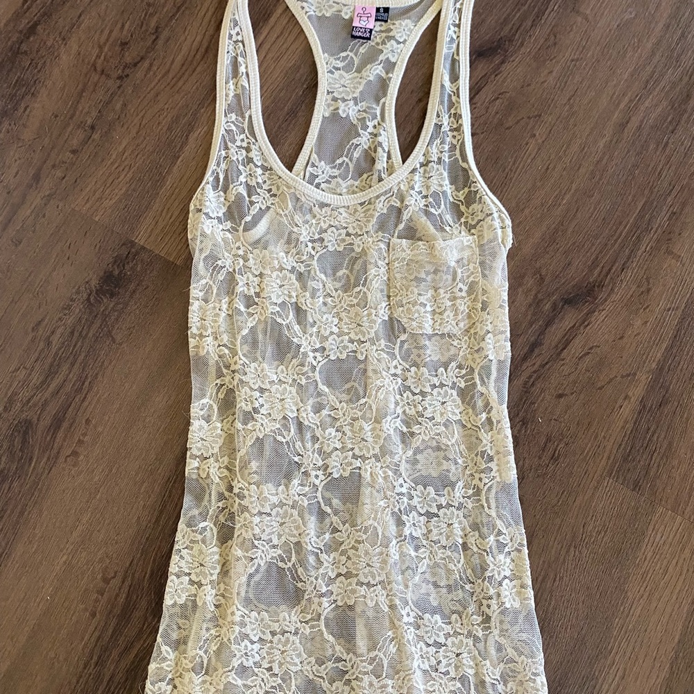 Love on a Hanger Cream Lace Racerback Tank Top